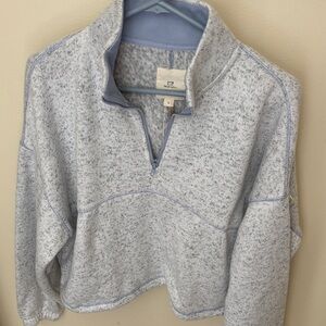 Thread & Supply Heathered Light Blue Quarter-Zip Pullover